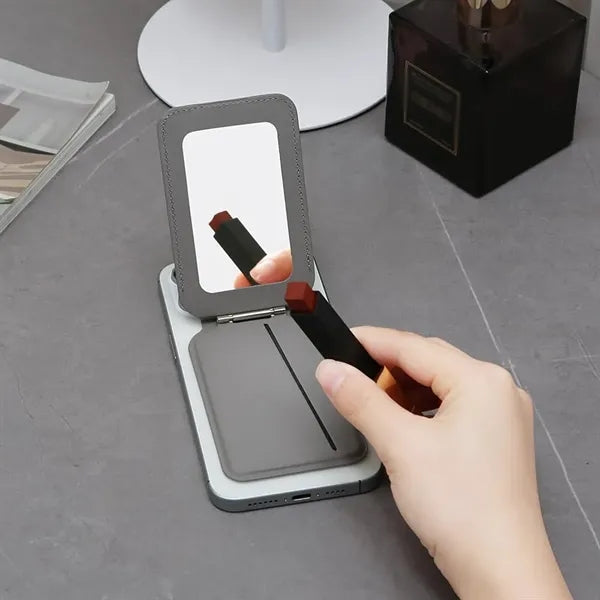 RFID blocking cards holder magnetic wallet with mirror
