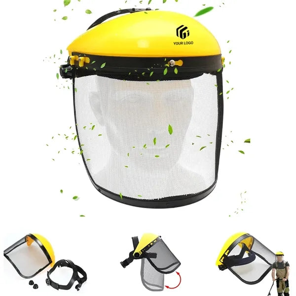 Trimmer lawn mower face safety protective mesh mask helmet