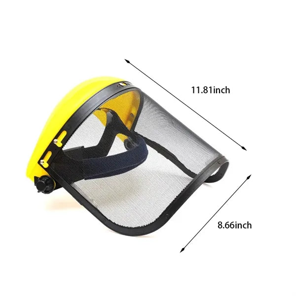 Trimmer lawn mower face safety protective mesh mask helmet