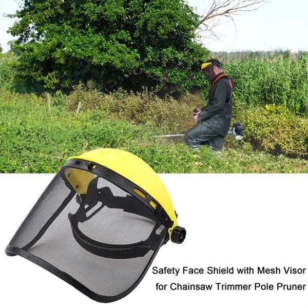 Trimmer lawn mower face safety protective mesh mask helmet