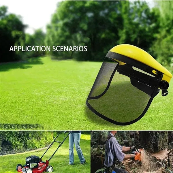 Trimmer lawn mower face safety protective mesh mask helmet