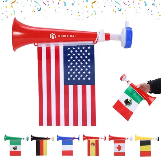 Stadium horn with nation flags noisemakers for soccer party