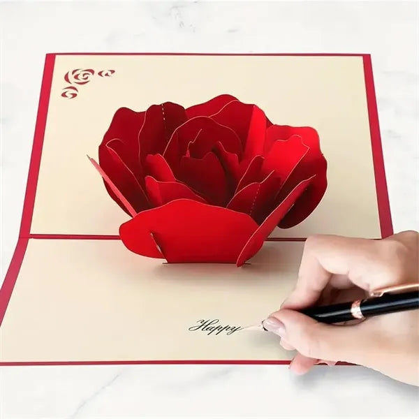 3D rose pop up greeting card for Valentine's day birthday