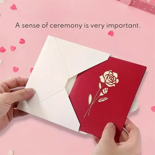 3D rose pop up greeting card for Valentine's day birthday