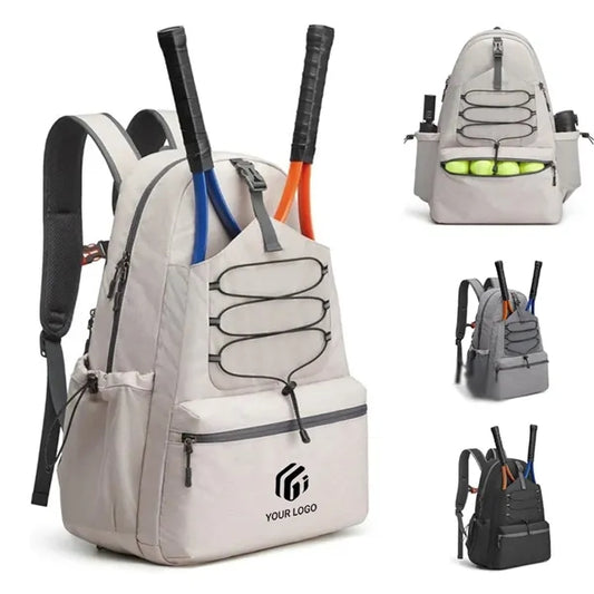 Large shoe compartment pickleball paddle backpack tennis bag