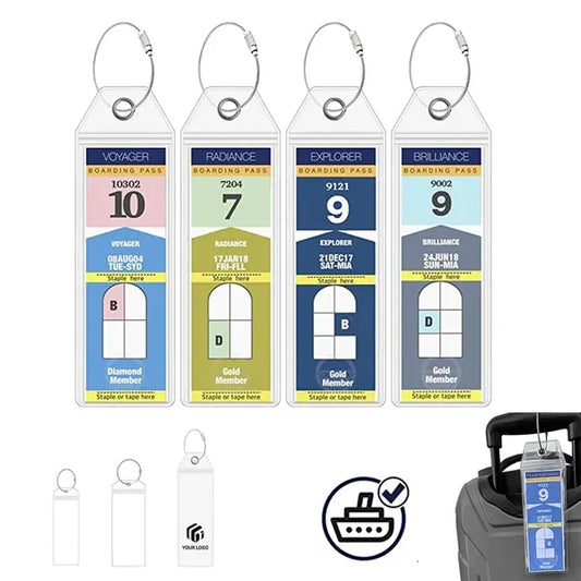 Clear waterproof travel id lanyard cruise luggage tag holder