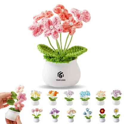 Cute graduation valentines decor gift potted crochet flowers