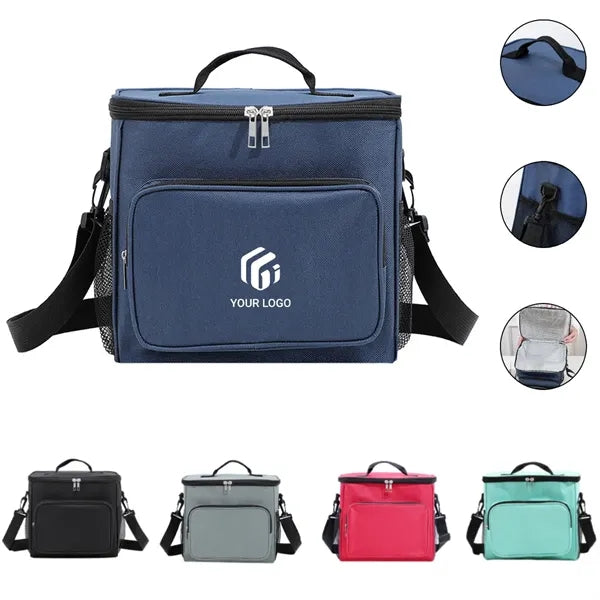 Leak-proof zippered front pocket insulated lunch cooler bag
