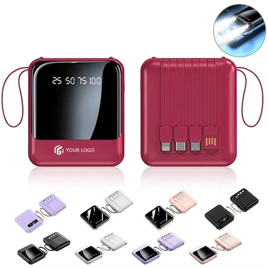 10000mAh mini LED display charger power bank with flashlight