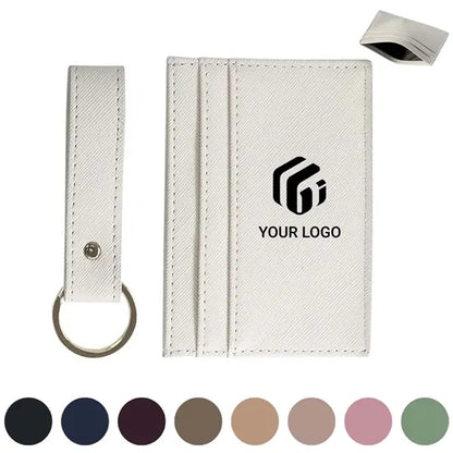 Gift set minimalist slim wallet card holder with keychain