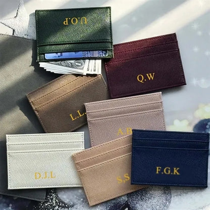 Gift set minimalist slim wallet card holder with keychain