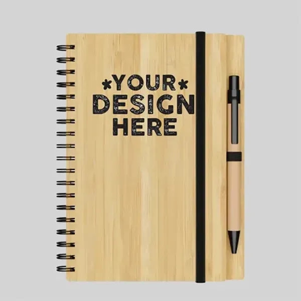 Small Engraved Bamboo Notebook & Pen