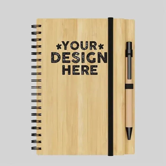 Small Engraved Bamboo Notebook & Pen