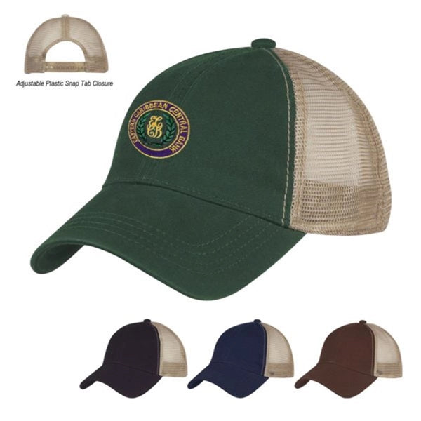 Washed Cotton Mesh Back Trucker Cap
