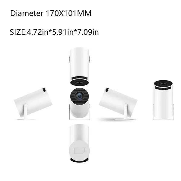 Compact Cylinder-Shaped Projector for Home & Outdoor Use