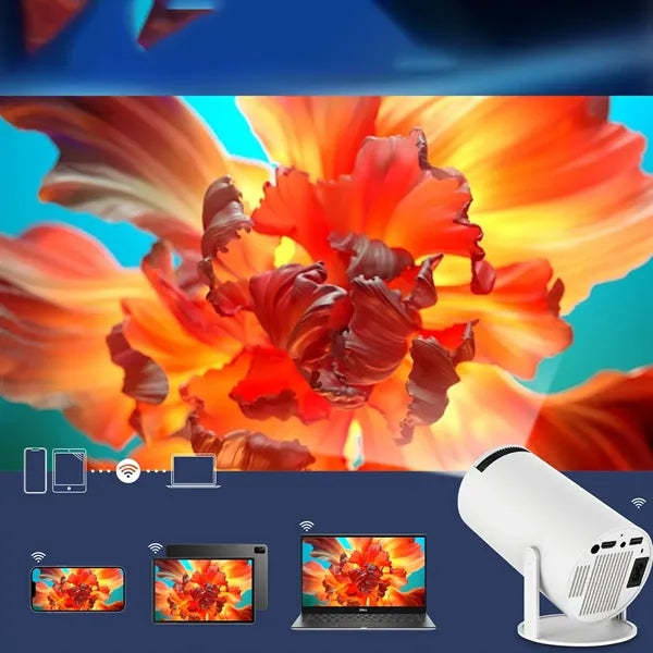 Compact Cylinder-Shaped Projector for Home & Outdoor Use