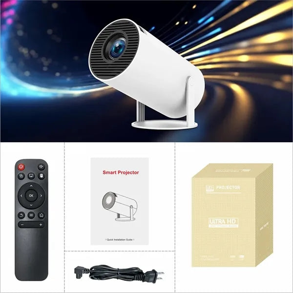 Compact Cylinder-Shaped Projector for Home & Outdoor Use