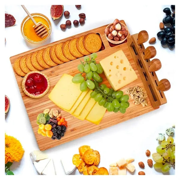 Bamboo Board Set with 4 Cheese Knives