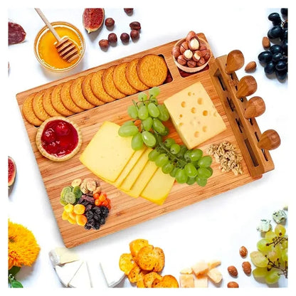 Bamboo Board Set with 4 Cheese Knives