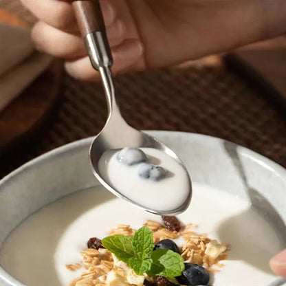 Wooden handle tablespoon flatware serving dinner spoon