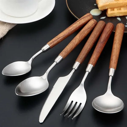 Wooden handle tablespoon flatware serving dinner spoon