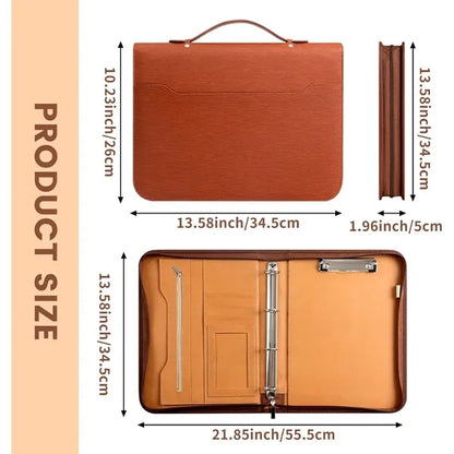 Zippered Padfolio Portfolio Leather Binder Business Folder