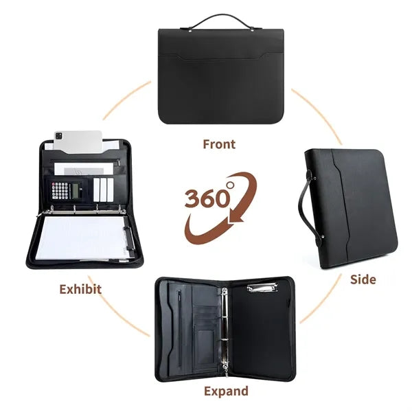 Zippered Padfolio Portfolio Leather Binder Business Folder