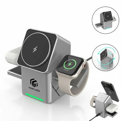 3 in 1 rotating wireless charger stand charging station