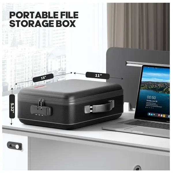 Hard Case Fireproof Document Box with Lock for  Valuables