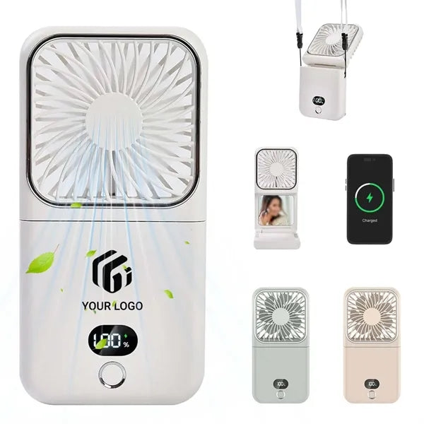Travel essential 3in1 power bank compact mirror portable fan