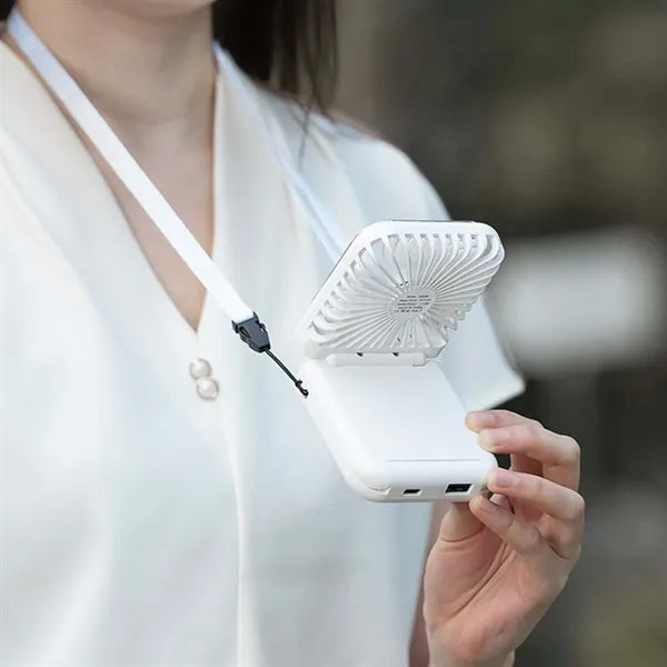 Travel essential 3in1 power bank compact mirror portable fan