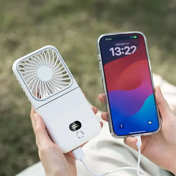 Travel essential 3in1 power bank compact mirror portable fan
