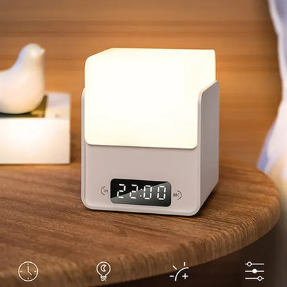Dimmable rechargeable 2 in 1 LED cube night light with clock