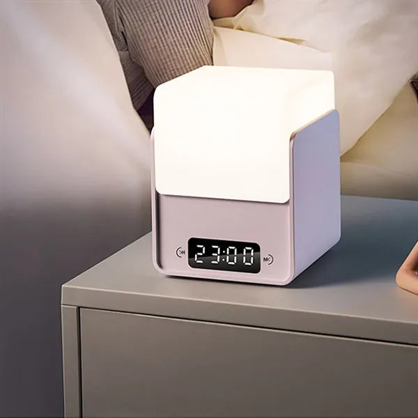 Dimmable rechargeable 2 in 1 LED cube night light with clock