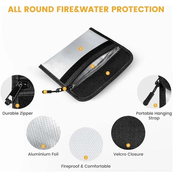 Durable Fireproof Waterproof Travel Passport Document Bag