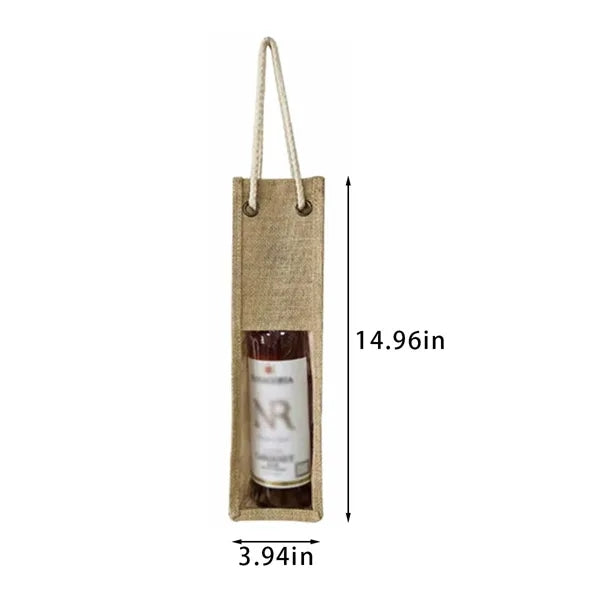 Eco-friendly Resuable Burlap Jute Wine Bottle Tote Bag