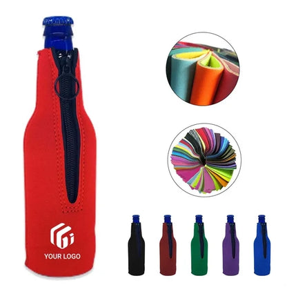 Non-slip thick neoprene beer bottle zip up cooler sleeves