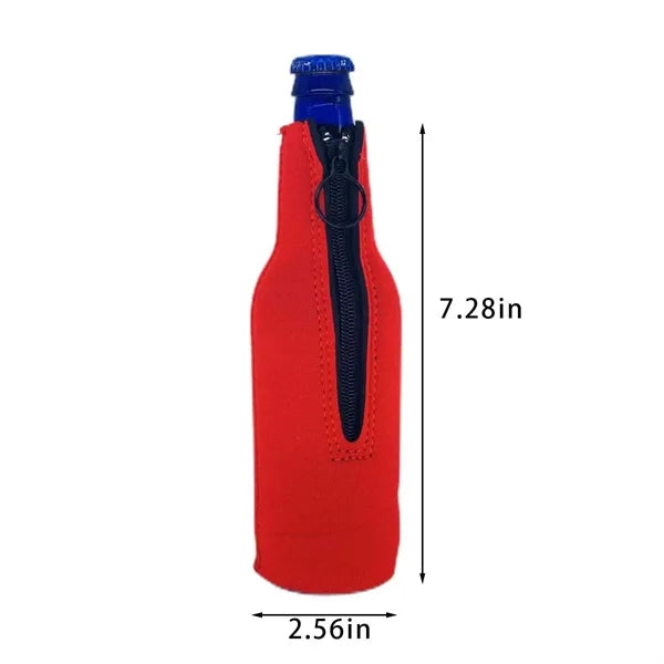 Non-slip thick neoprene beer bottle zip up cooler sleeves