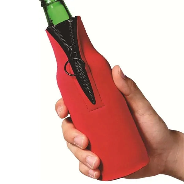 Non-slip thick neoprene beer bottle zip up cooler sleeves