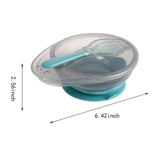 Health safety suction cup baby feeding bowl with spoon lid