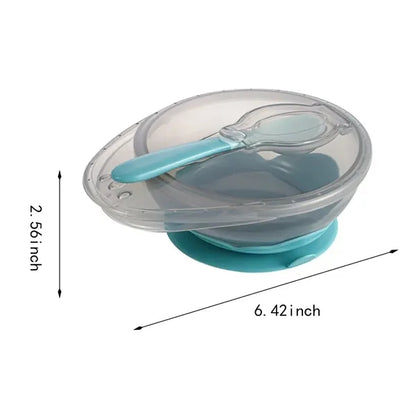 Health safety suction cup baby feeding bowl with spoon lid