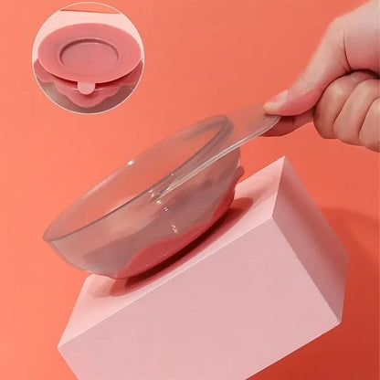Health safety suction cup baby feeding bowl with spoon lid