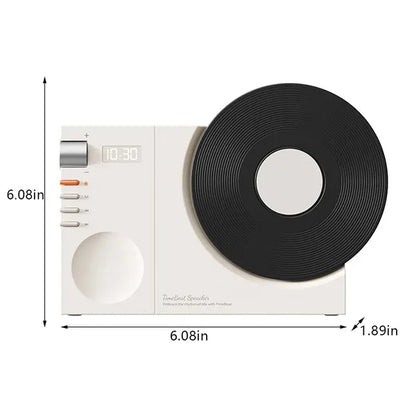 Retro Vinyl Record Player Style Bluetooth Speaker with Clock