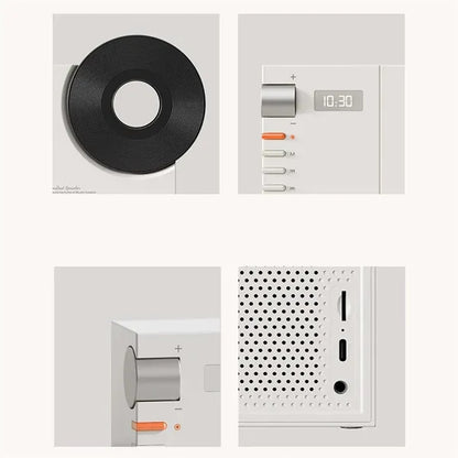 Retro Vinyl Record Player Style Bluetooth Speaker with Clock