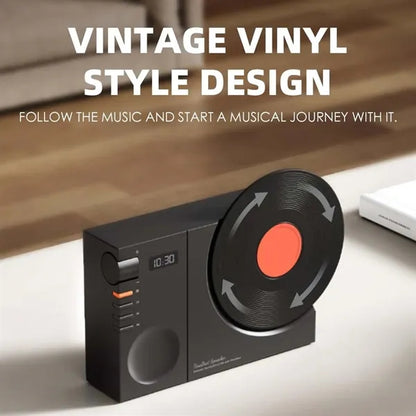 Retro Vinyl Record Player Style Bluetooth Speaker with Clock