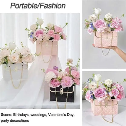 Weddings paper bouquets bag flower gift box with handle