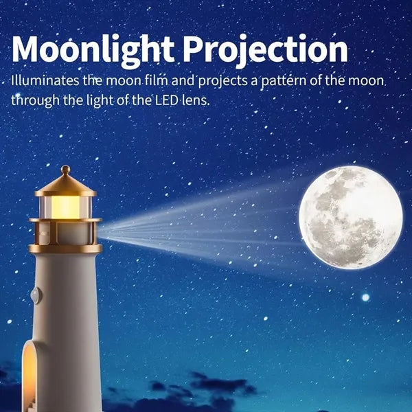 LED Bedroom Decor Kids Gift Night Light Moon Lighthouse Lamp