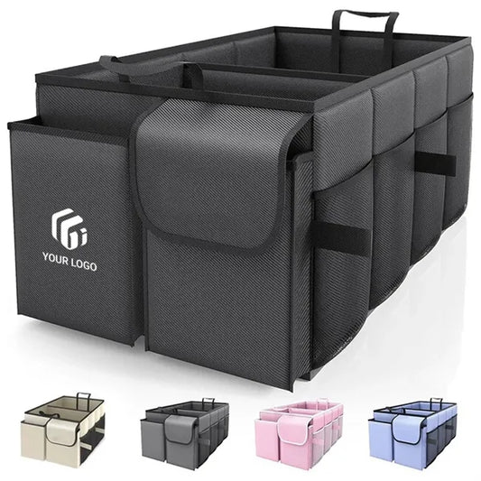 Large capacity sturdy foldable car storage trunk organizer