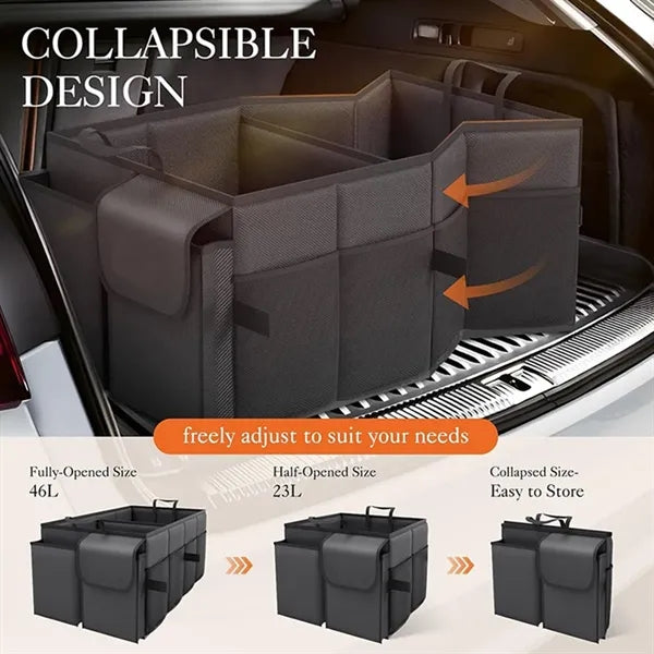 Large capacity sturdy foldable car storage trunk organizer