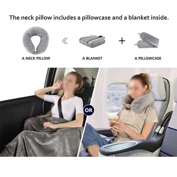 2 in 1 u-shaped travel pillows blanket for sleeping airplane